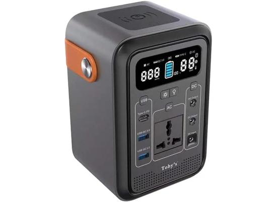 Toby's TBS-60A Portable Power Station, 60,000mAh Battery Capacity, Multi-Charging Support, AC Power Inverter, Dual Lighting Modes, Ideal for Vehicles, Gadgets, and Outdoor Equipment, Black